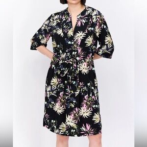 Scotch & Soda Amsterdam Park in Bloom Shift Dress in Aster Black Floral Large